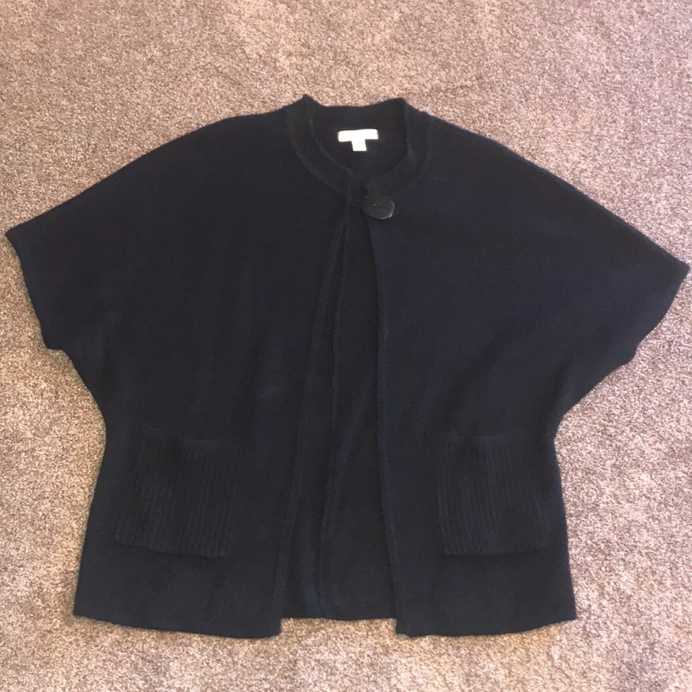 Coldwater Creek Black One Button Poncho